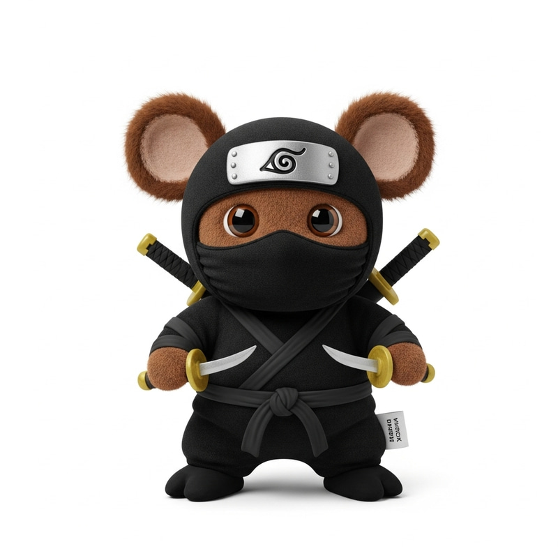 Cheburashka Ninja Plush Toy with Martial Arts Pose