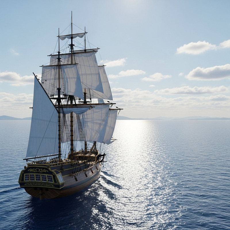 Sailboat Sailing on Tranquil Sea Sailboat Sailing on Tranquil Sea