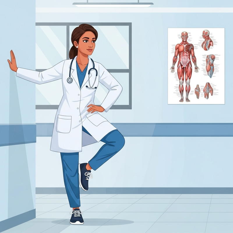 Professional Female Doctor Demonstrating Calf Stretch