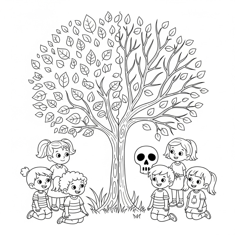 Whimsical Mourning Death Coloring Page for Kids Whimsical Mourning Death Coloring Page for Kids