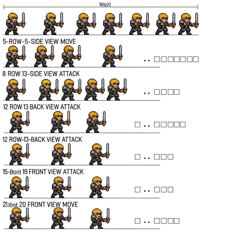 Pixel Art Sprite Sheet: Dungeons & Dragons Character Animation