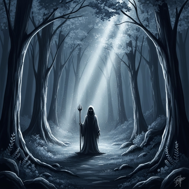 Moonlit Forest Fantasy Scene | Silver & Blue Tones, Digital Art Moonlit Forest Fantasy Scene | Silver & Blue Tones, Digital Art