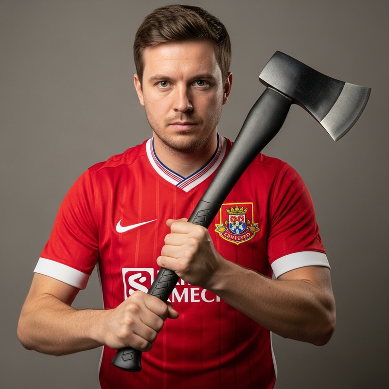 Manchester United Football Fan with an Axe