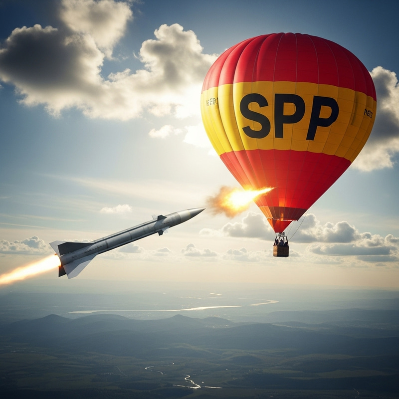 Hot Air Balloon with 'SPP' Letters - Missile Explosion Hot Air Balloon with 'SPP' Letters - Missile Explosion