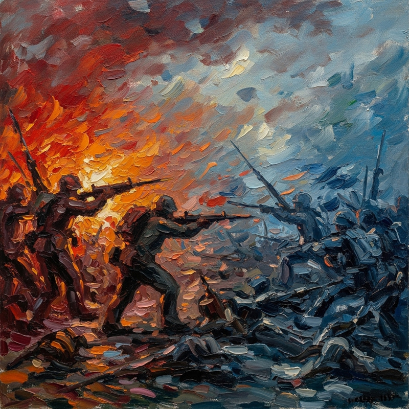 Impressionistic Depiction of War: Chaos and Struggle Impressionistic Depiction of War: Chaos and Struggle