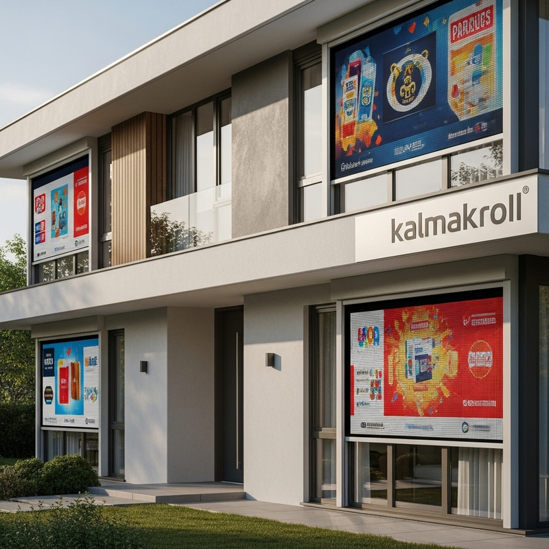 Motorized Shutter Advertisements on Contemporary House | Kalmakroll Motorized Shutter Advertisements on Contemporary House | Kalmakroll