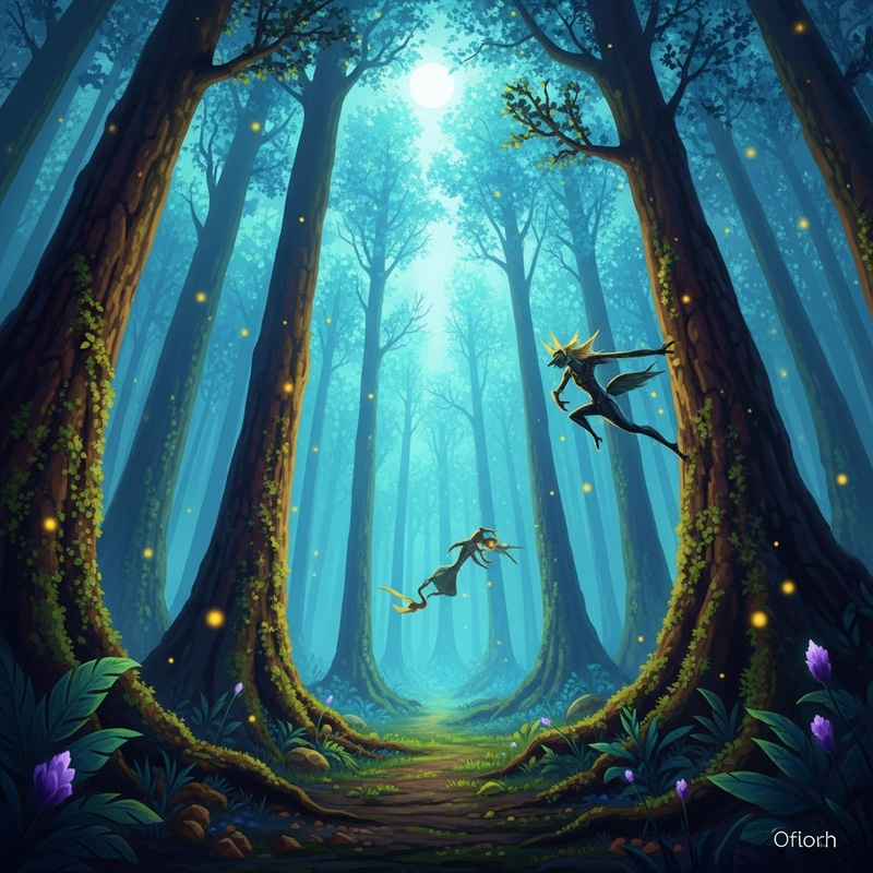 Magical Creature in a Mystical Forest Magical Creature in a Mystical Forest