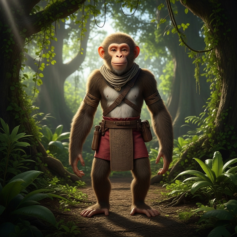 Monkey Man in Lush Jungle | Imaginative Wildlife Scene Monkey Man in Lush Jungle | Imaginative Wildlife Scene