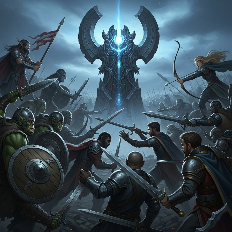 Fantasy Conflict of Orks, Humans, and Elves for Mystic Artifact Fantasy Conflict of Orks, Humans, and Elves for Mystic Artifact