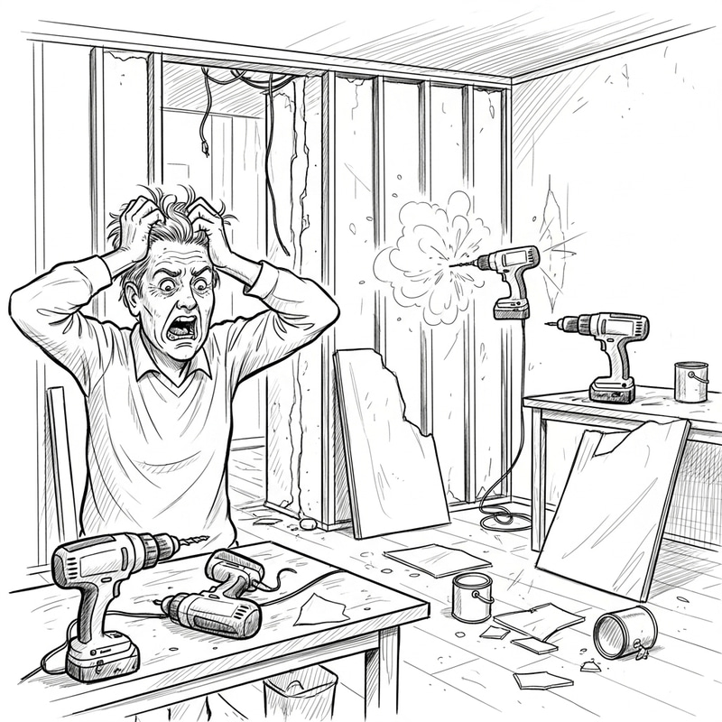 Frustrated Client Amid Renovation Chaos Sketch Frustrated Client Amid Renovation Chaos Sketch