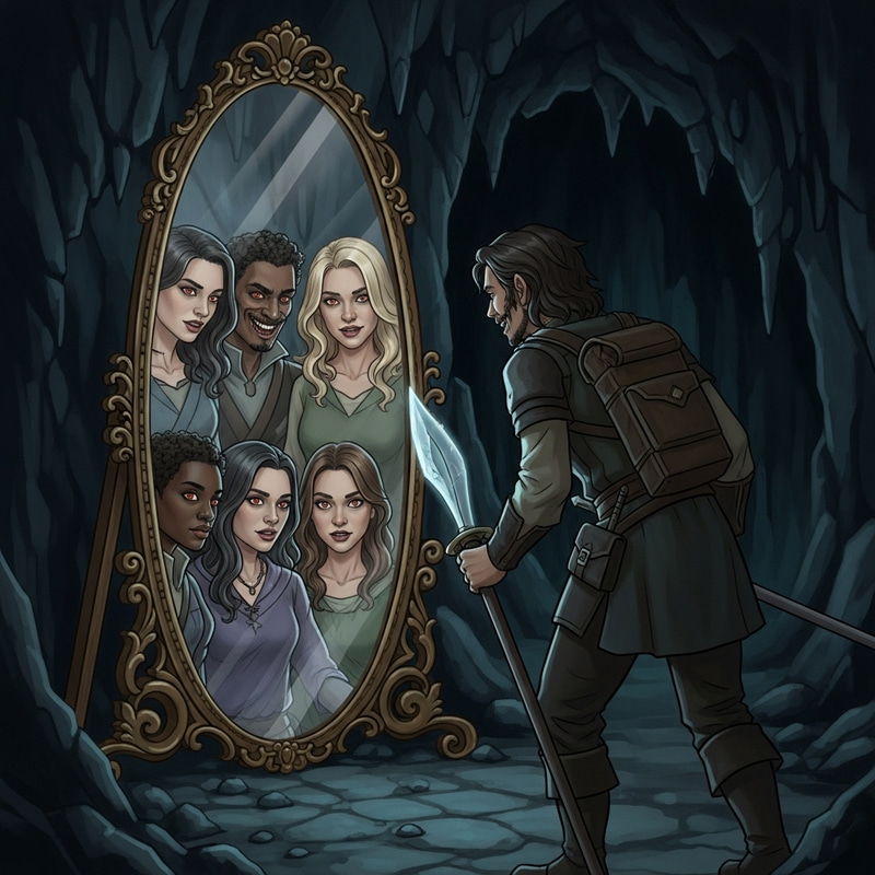 Enchanted Mirror: Sinister D&D 5e Artifact in Dark Cave Enchanted Mirror: Sinister D&D 5e Artifact in Dark Cave