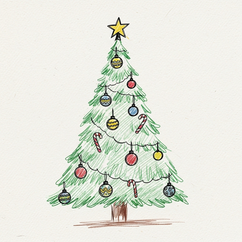 Hand-drawn Christmas Tree Art | Unique Festive Design Hand-drawn Christmas Tree Art | Unique Festive Design