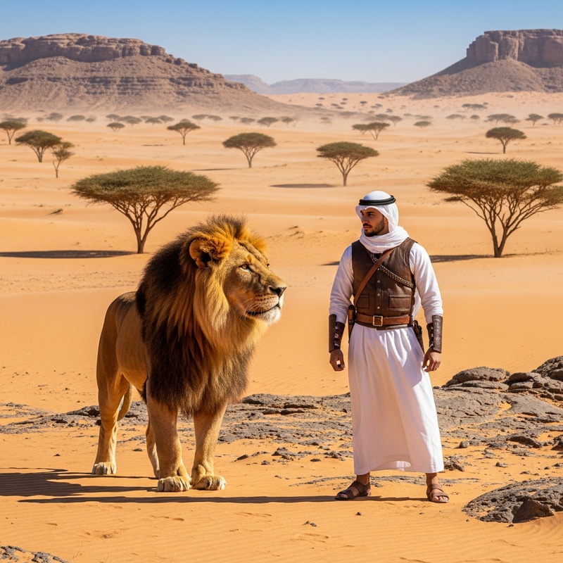 Majestic Lion Encounter in Saudi Jhubba Desert | Inspiring Image Majestic Lion Encounter in Saudi Jhubba Desert | Inspiring Image