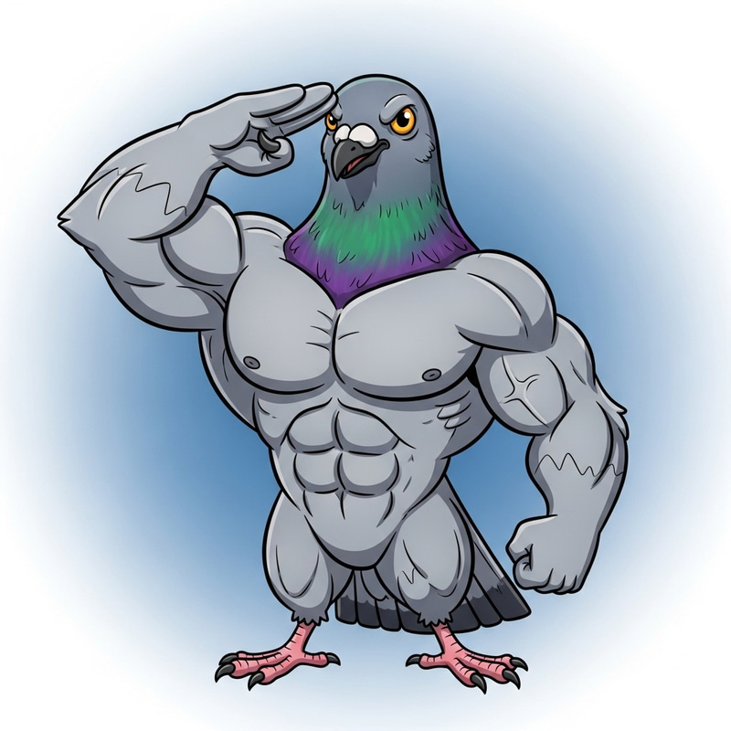Muscular Cartoon Pigeon Salute Muscular Cartoon Pigeon Salute