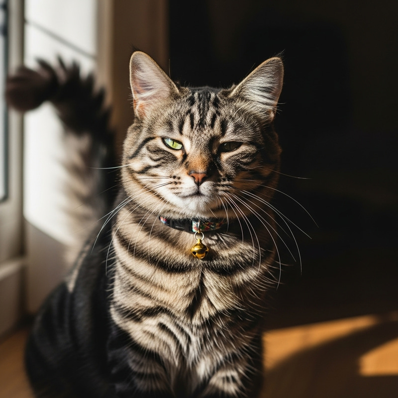 Tranquil Fluffy Tabby Cat - Beautiful Domestic Feline Scene