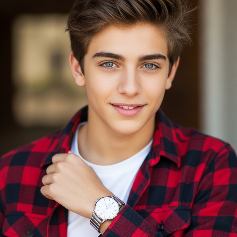 Handsome Teenage Boy with Casual, Messy Hair Style Handsome Teenage Boy with Casual, Messy Hair Style