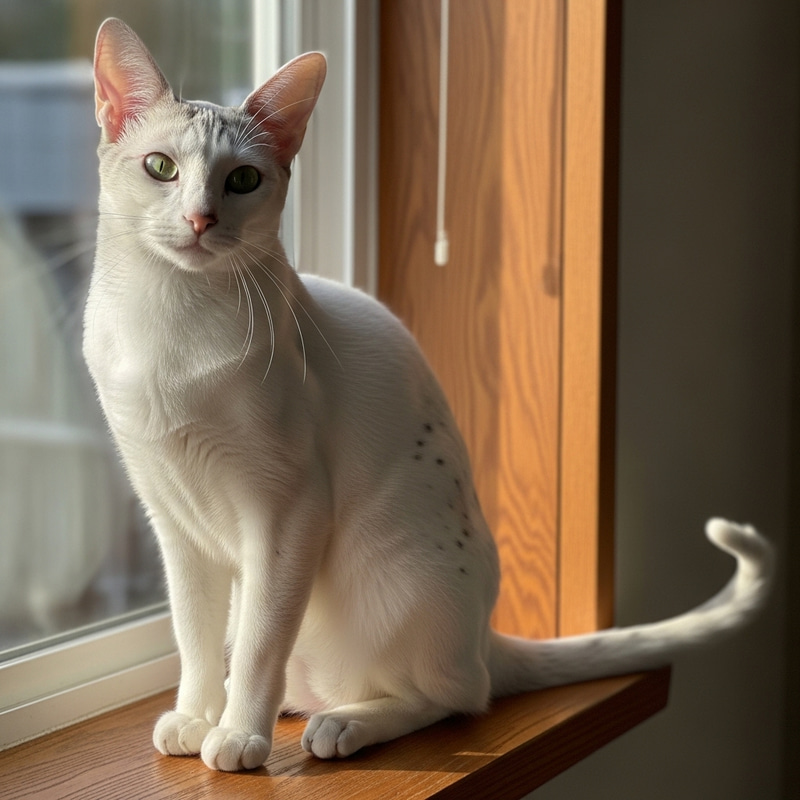 Charming White Cat with Stunning Emerald Eyes