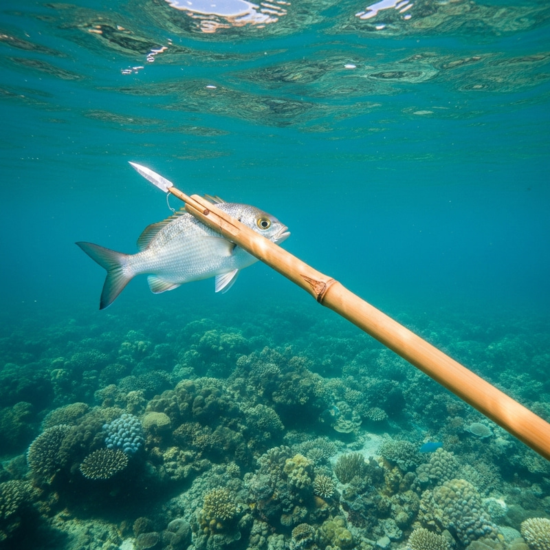 Fish Spear Scene: Struggle for Survival Fish Spear Scene: Struggle for Survival