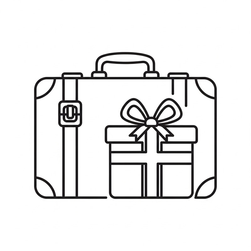 Luggage & Gift Icon - Simple Line Art Design Luggage & Gift Icon - Simple Line Art Design
