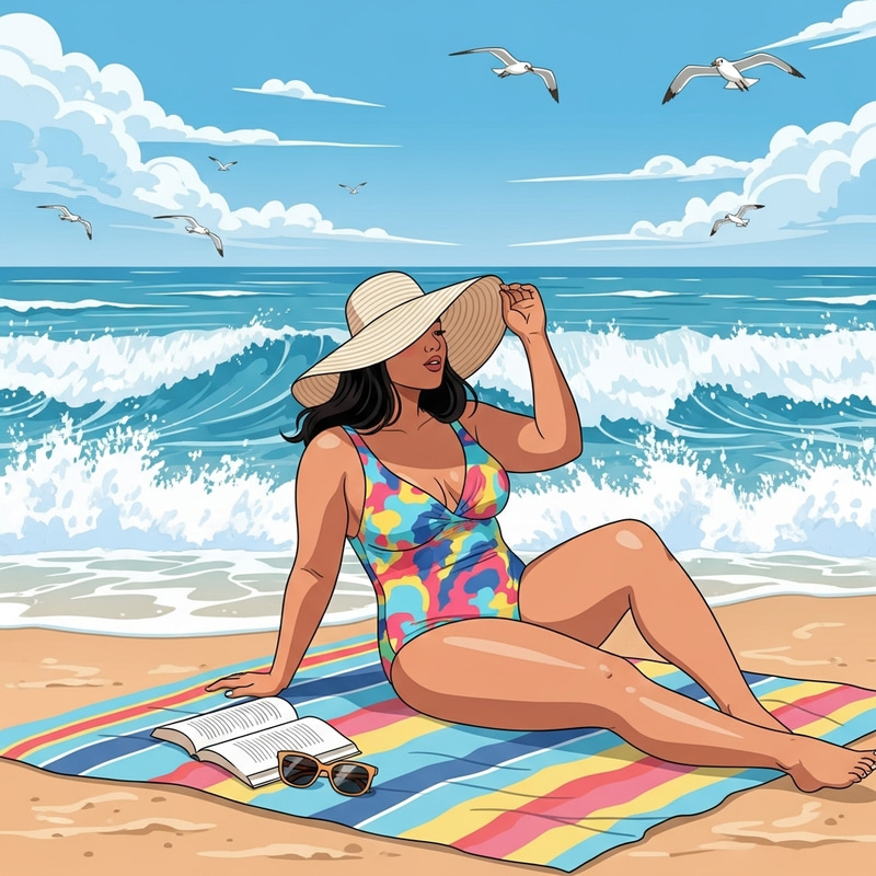 Big Buttock Asian Girl Enjoying Sunny Beach Day Big Buttock Asian Girl Enjoying Sunny Beach Day