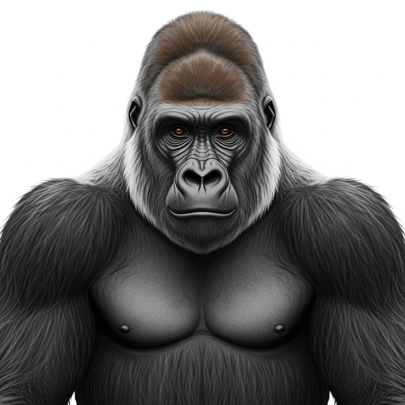 Detailed Digital Render of Gentle-Eyed Silverback Gorilla Detailed Digital Render of Gentle-Eyed Silverback Gorilla