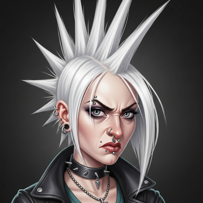 Beautiful Fantasy Woman with Punk White Hair and Piercings Beautiful Fantasy Woman with Punk White Hair and Piercings