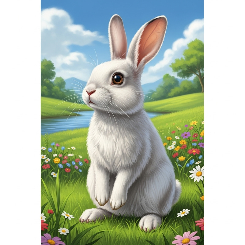 Adorable Female Rabbit Sitting in a Serene Meadow Adorable Female Rabbit Sitting in a Serene Meadow