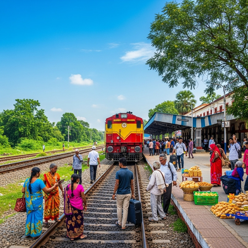 Indian Railway Scene | Lush Green Landscape View Indian Railway Scene | Lush Green Landscape View