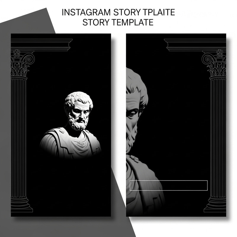 Ancient Rome Inspired Instagram Story Template with Marcus Aurelius, Roman Pillars, and Minimalistic Design Ancient Rome Inspired Instagram Story Template with Marcus Aurelius, Roman Pillars, and Minimalistic Design