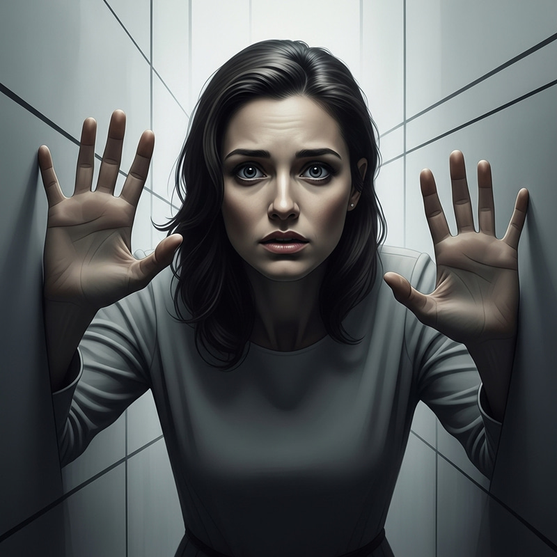 Powerful Image: Woman Trapped in Desolate Environment