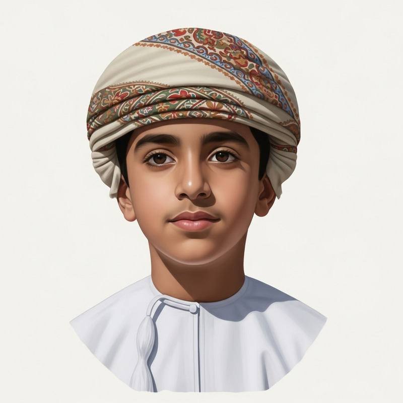 Omani Boy in Traditional Turban Portrait Omani Boy in Traditional Turban Portrait