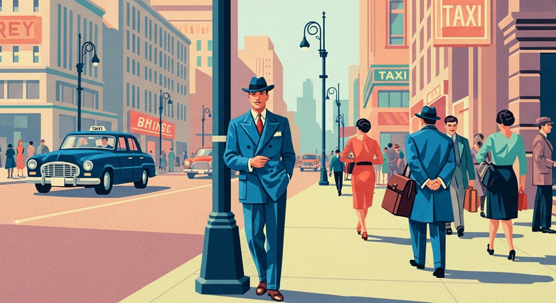 Elegant Gentleman in Blue Suit | Classic 1930s City Scene Elegant Gentleman in Blue Suit | Classic 1930s City Scene