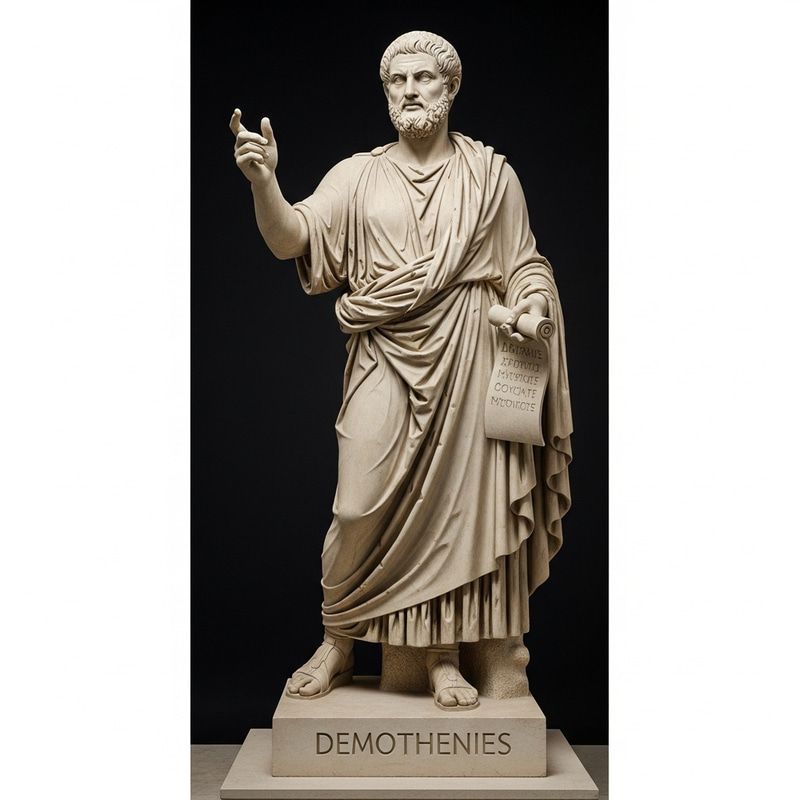 Stone Statue of Demosthenes: Ancient Athens Icon Stone Statue of Demosthenes: Ancient Athens Icon