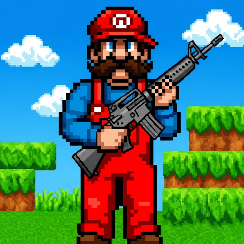 80's Video Game Character with R-15 Rifle 80's Video Game Character with R-15 Rifle