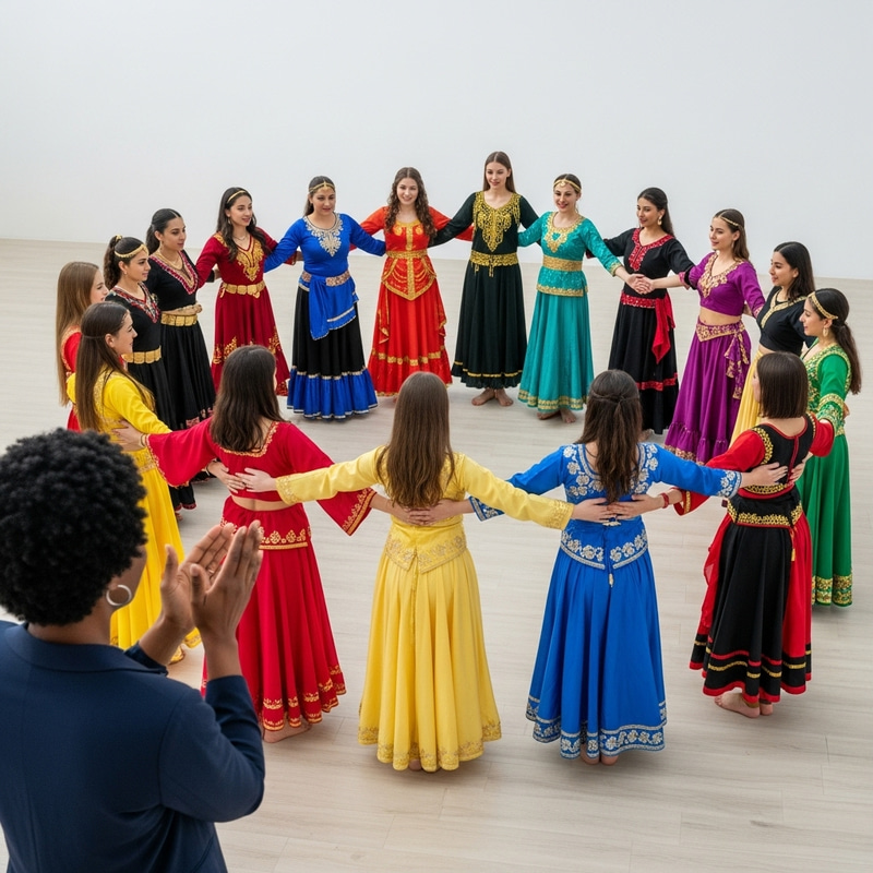 Colorful Multicultural Women's Traditional Dance Performance Colorful Multicultural Women's Traditional Dance Performance