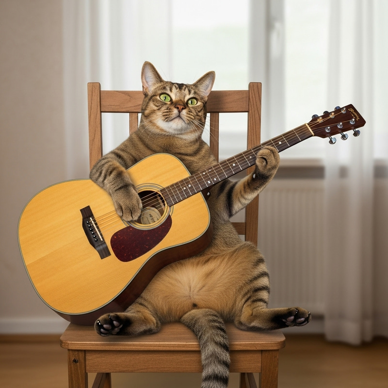 Adorable Cat Playing Guitar Adorable Cat Playing Guitar