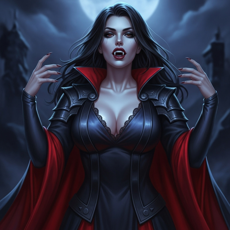 Captivating Busty Vampire Woman with Dark Hair Captivating Busty Vampire Woman with Dark Hair
