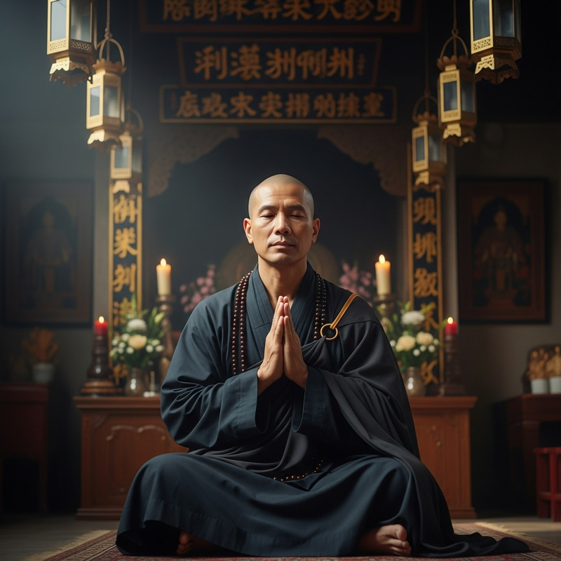 Chinese Monk | Peaceful Meditative Pose in Traditional Attire Chinese Monk | Peaceful Meditative Pose in Traditional Attire