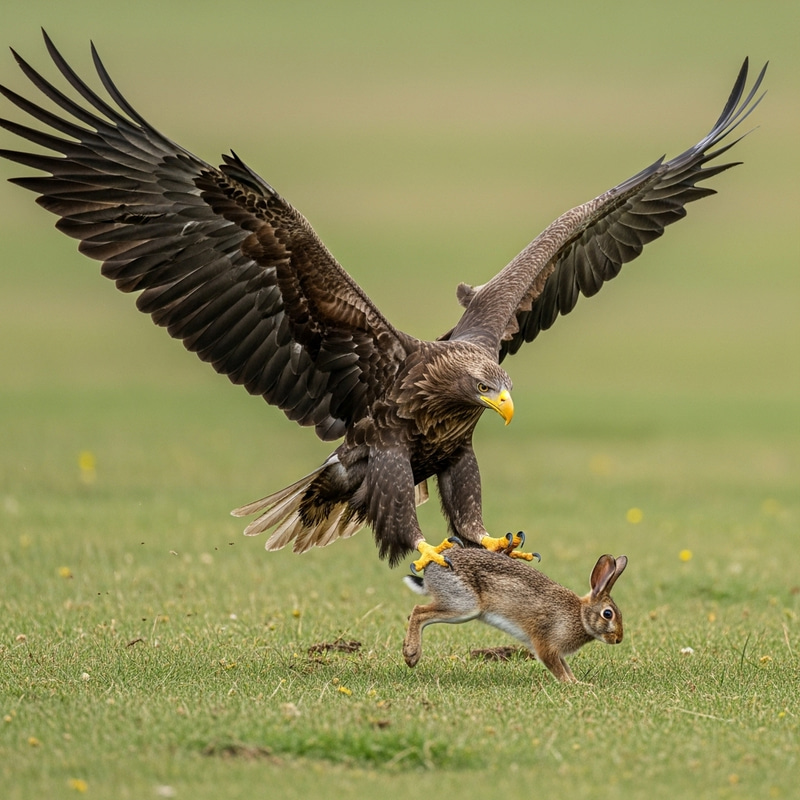 Majestic Eagle Hunting Rabbit - Realistic Wildlife Photography