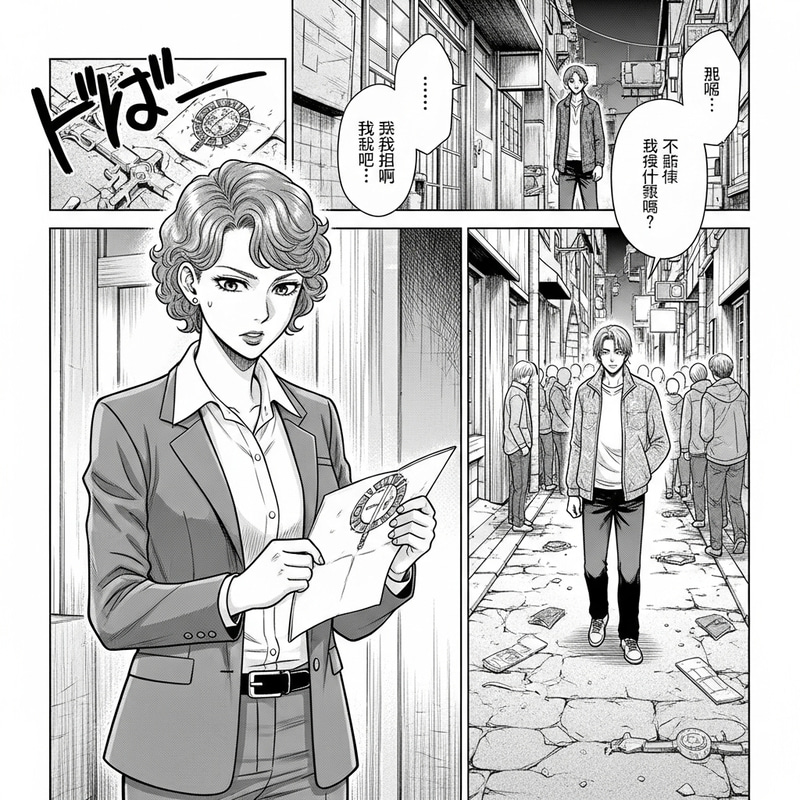 Intriguing Manga Panel: Israeli Female Detective and Asian Male in Tense Scene Intriguing Manga Panel: Israeli Female Detective and Asian Male in Tense Scene