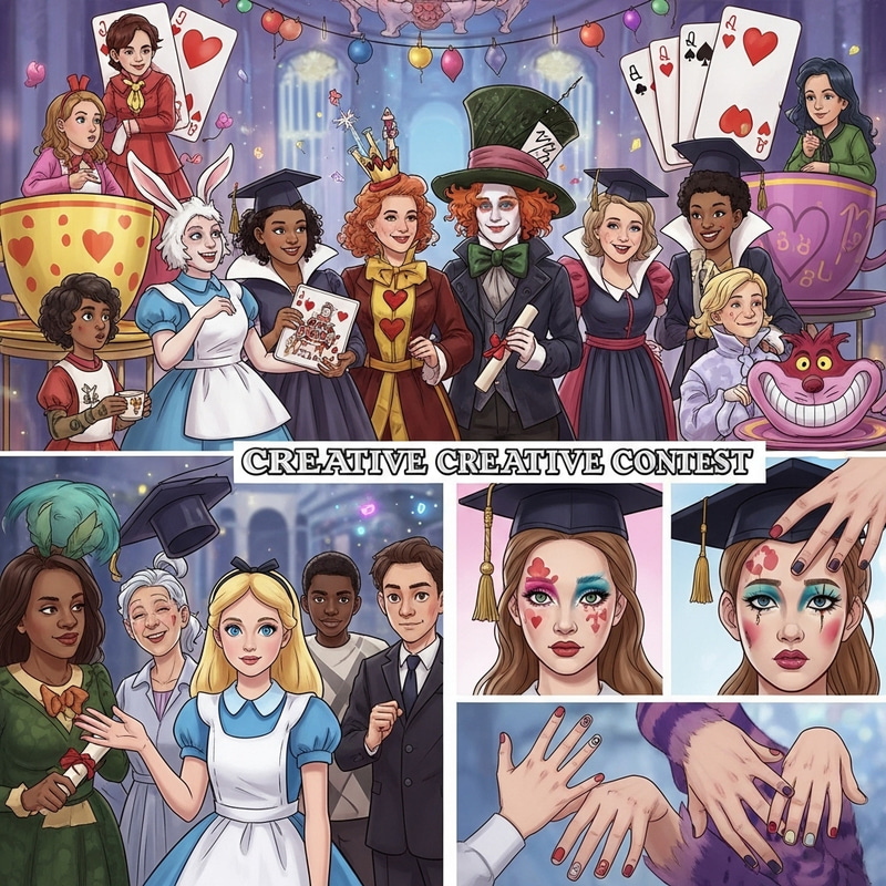 Whimsical Alice in Wonderland Graduation Ceremony & Creative Contests Whimsical Alice in Wonderland Graduation Ceremony & Creative Contests
