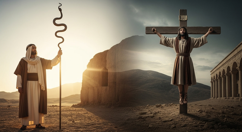 Moses and Jesus: A Biblical Transformation Artwork Moses and Jesus: A Biblical Transformation Artwork