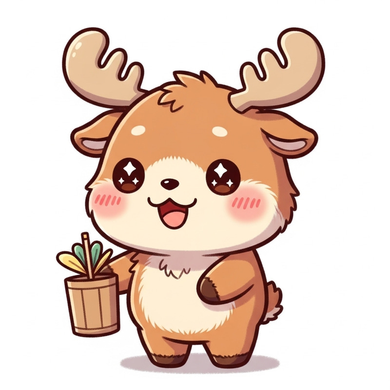 Kawaii Moose with Innocent Eyes and Fluffy Texture Kawaii Moose with Innocent Eyes and Fluffy Texture