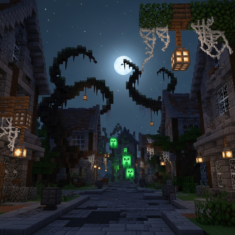 Haunted Town Minecraft Build - Spooky Crafting Ideas Haunted Town Minecraft Build - Spooky Crafting Ideas