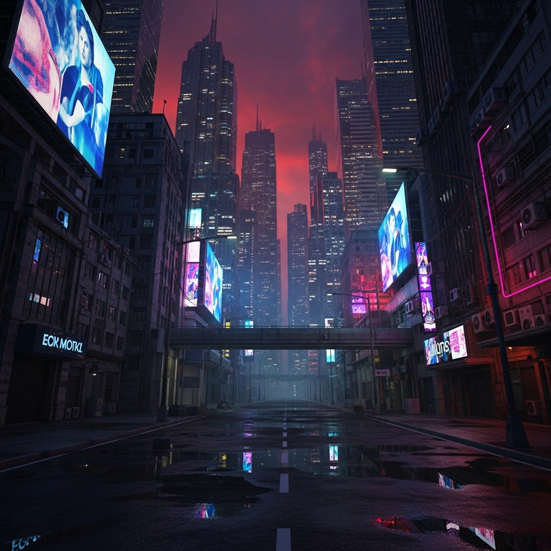 Apocalyptic Cyberpunk Cityscape: Desolate Urban Dystopia