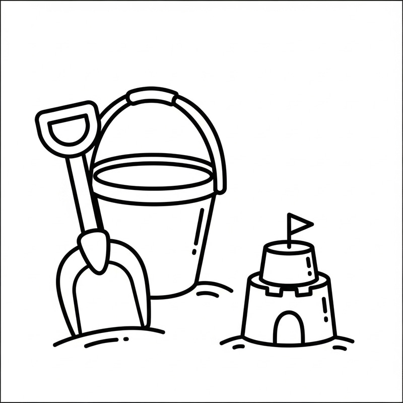 Simple Sand Toys Coloring Page for 2-Year-Old Children