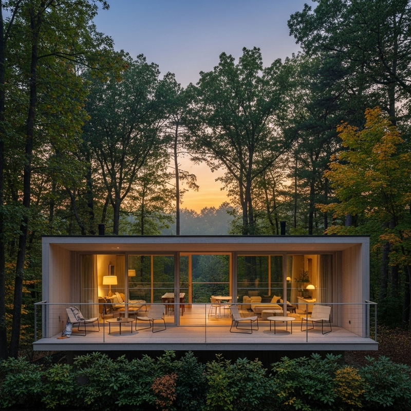 Cozy Minimalist House with Balcony & Trees Cozy Minimalist House with Balcony & Trees