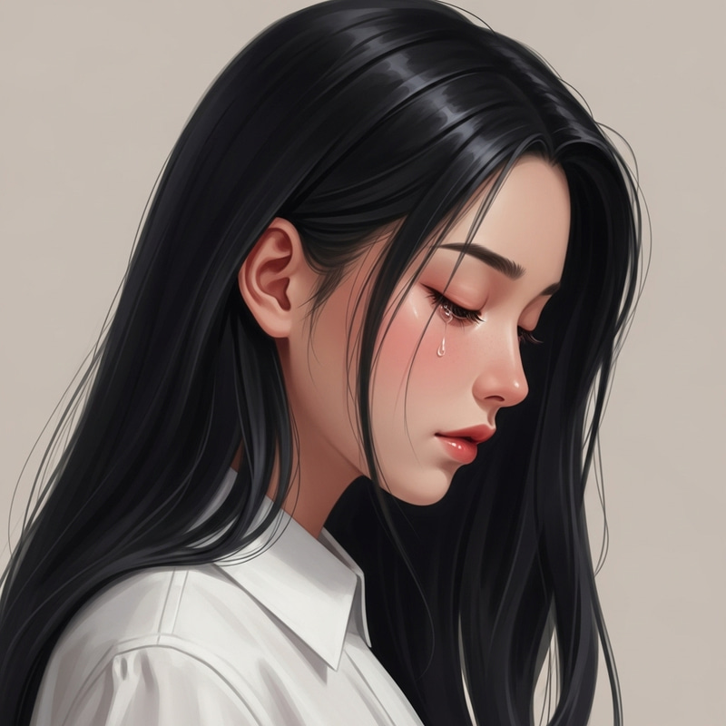 Captivating Anime Style Portrait of Emotional Young Woman