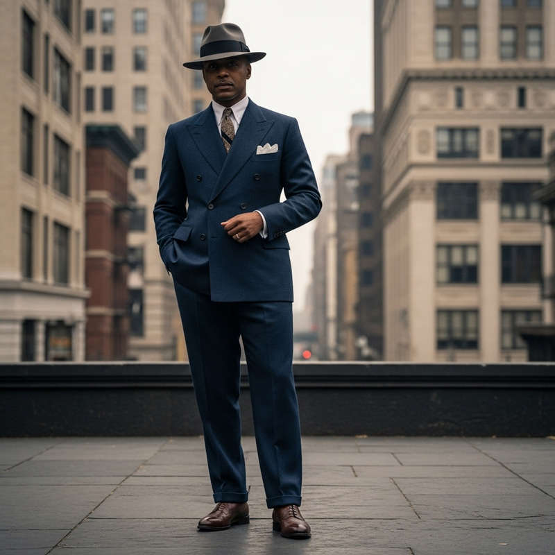 Distinguished 1930s Gentleman in Classic Suit & City Skyline Distinguished 1930s Gentleman in Classic Suit & City Skyline