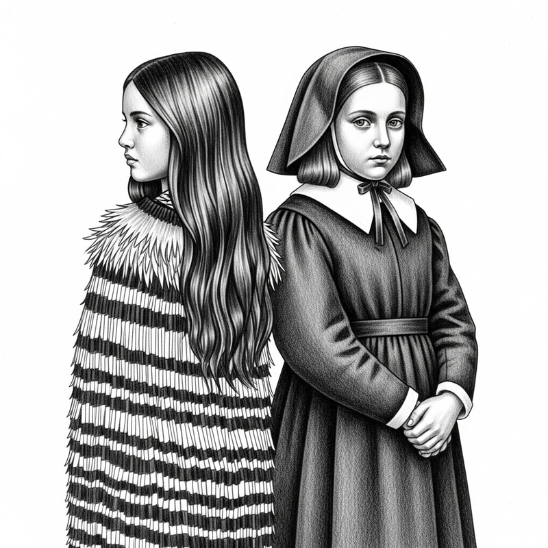 Unity in Diversity: Maori & British Girls 1800's Sketch Unity in Diversity: Maori & British Girls 1800's Sketch